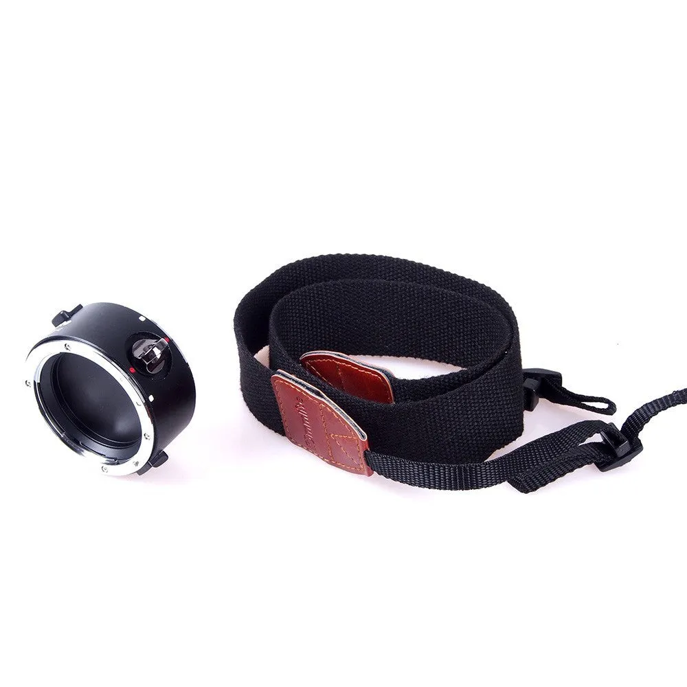 Aluminium Camera Lens Flipper dual holder on cotton strap for Canon, Nikon, Sony cameras