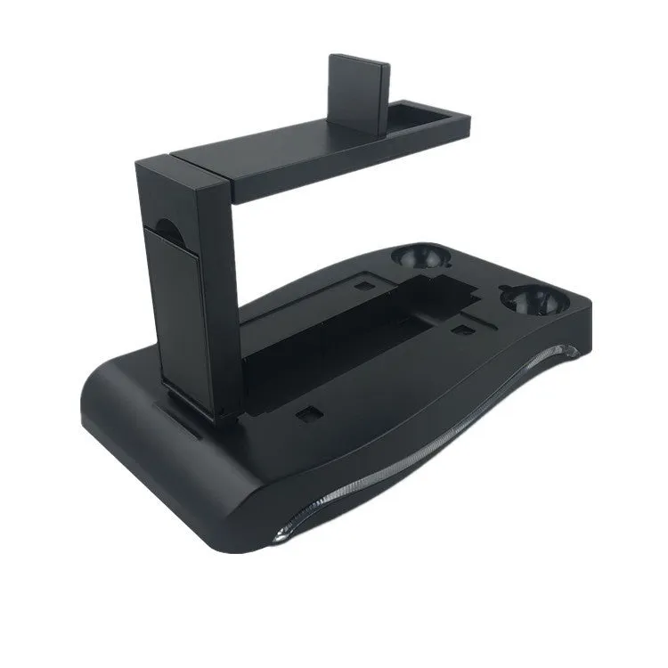 Black VR gamepad charger base for PlayStation 4 VR controllers with ABS plastic construction