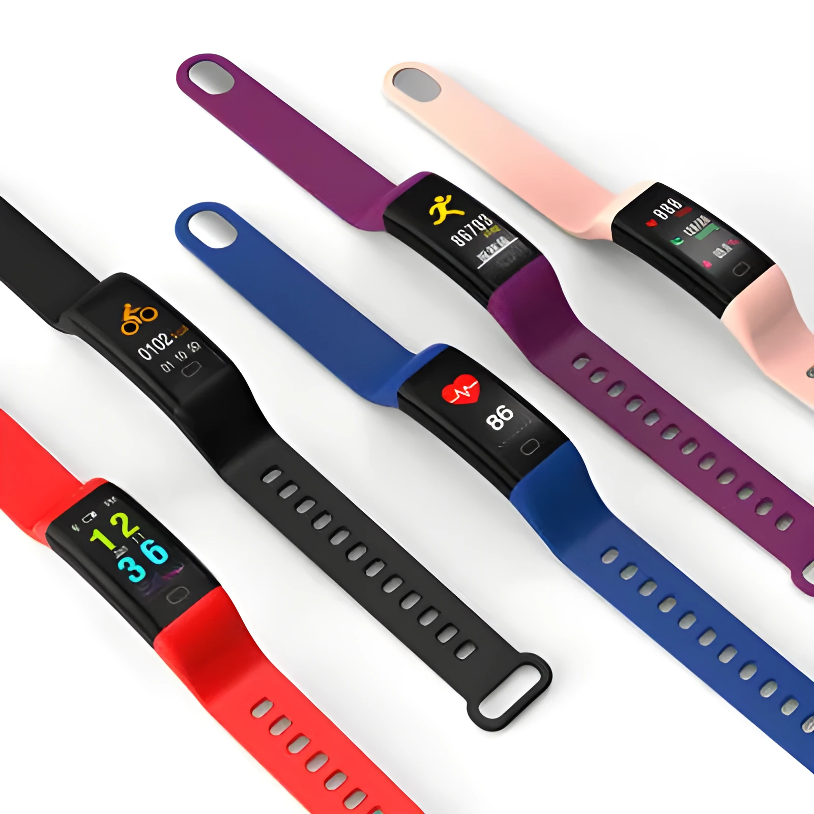 Big screen smart fitness band with IP68 waterproof rating on a wrist.