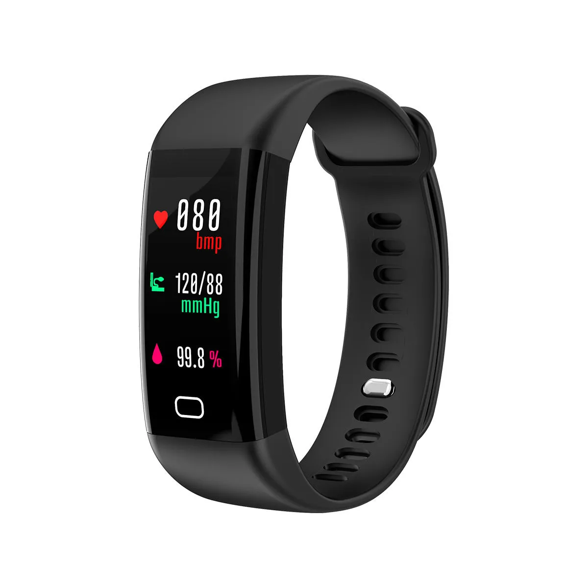 Big screen smart fitness band with IP68 waterproof rating on a wrist.