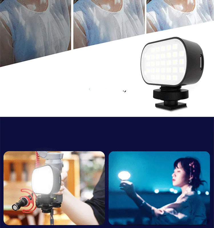 ST-30 black mobile phone fill light with colour palettes and cold shoe mount for photography