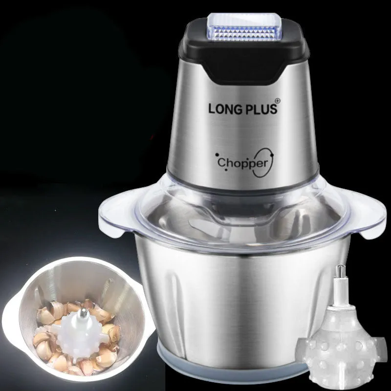 LONG PLUS white electric garlic peeler appliance on a kitchen countertop