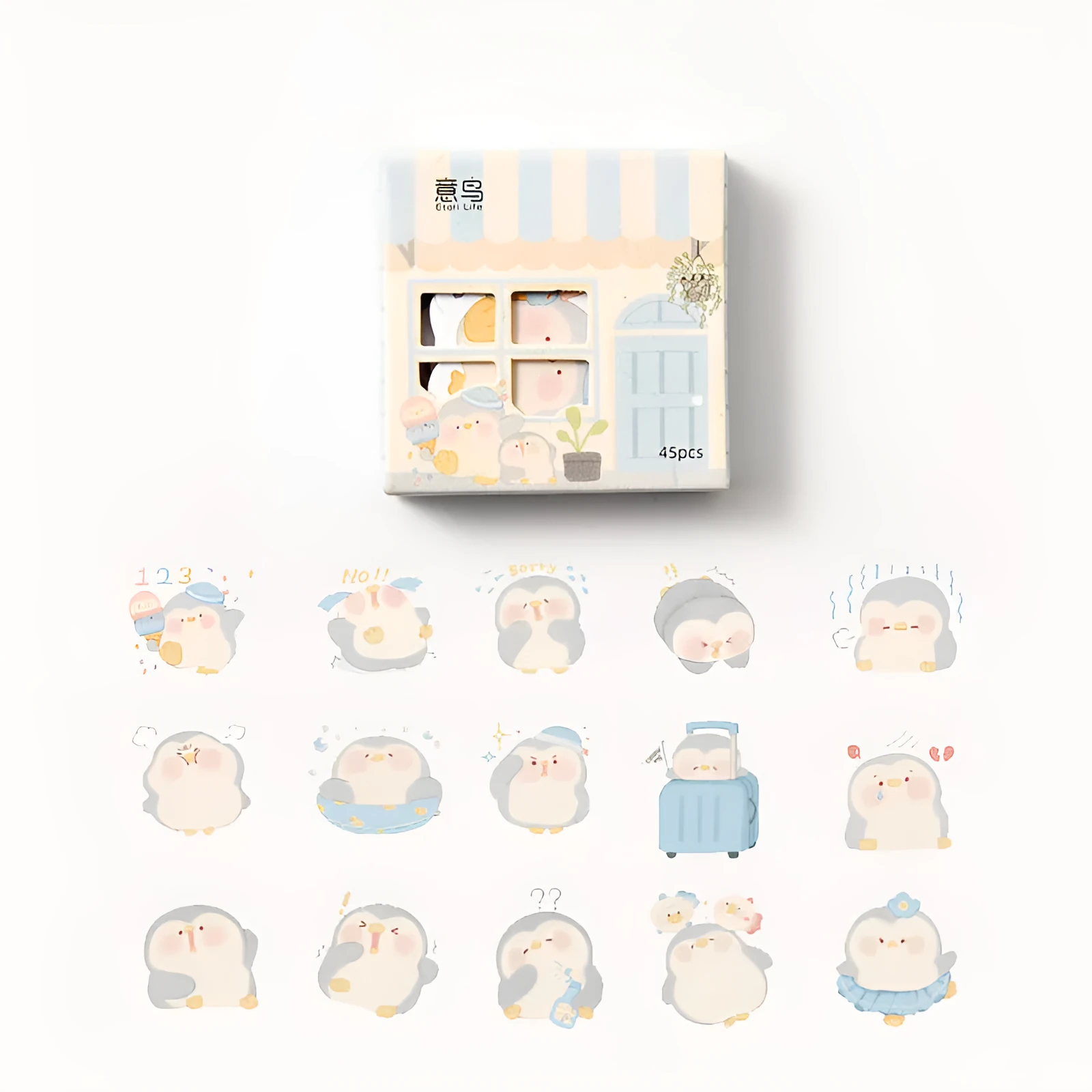 Penguin-themed account stickers with cute naive designs for financial record decoration