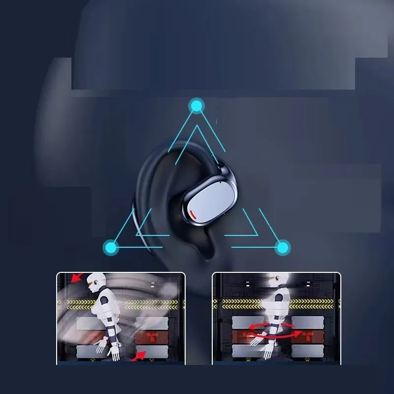 Black and white earplug-style Bluetooth headset with charging case showing bilateral stereo design