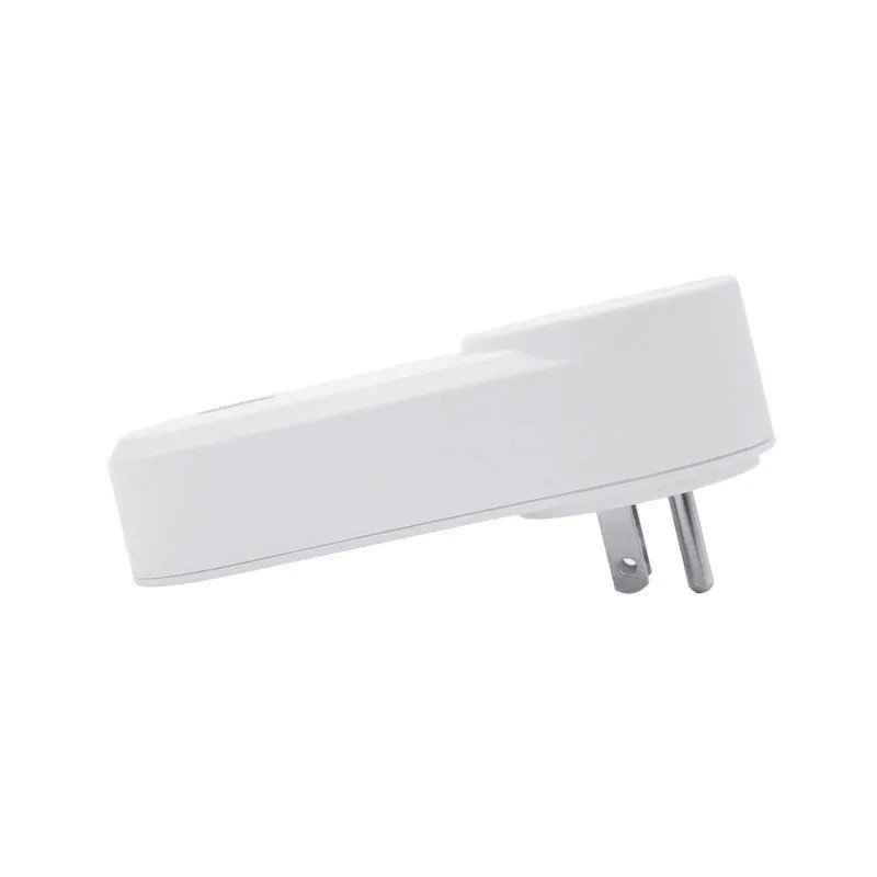 A white smart WiFi socket with either a UK 3-pin or US 2-pin plug, shown with the ewelink app on a smartphone.