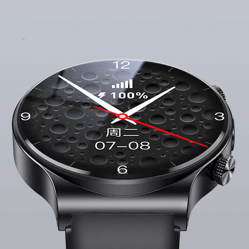 Smart watch with 1.28-inch screen showing time display, black colour variant on wrist