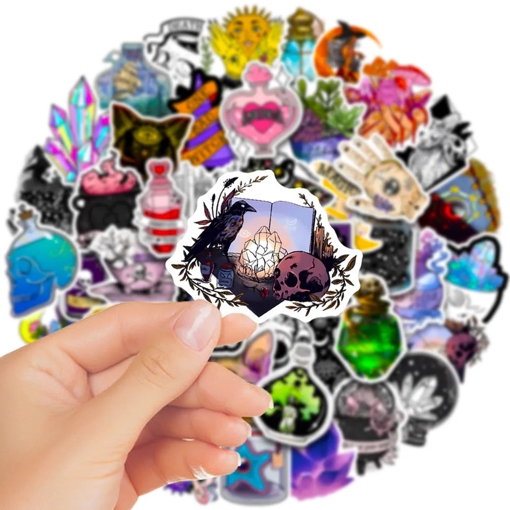 50-piece pack of waterproof PVC graffiti stickers for luggage and smooth surface application