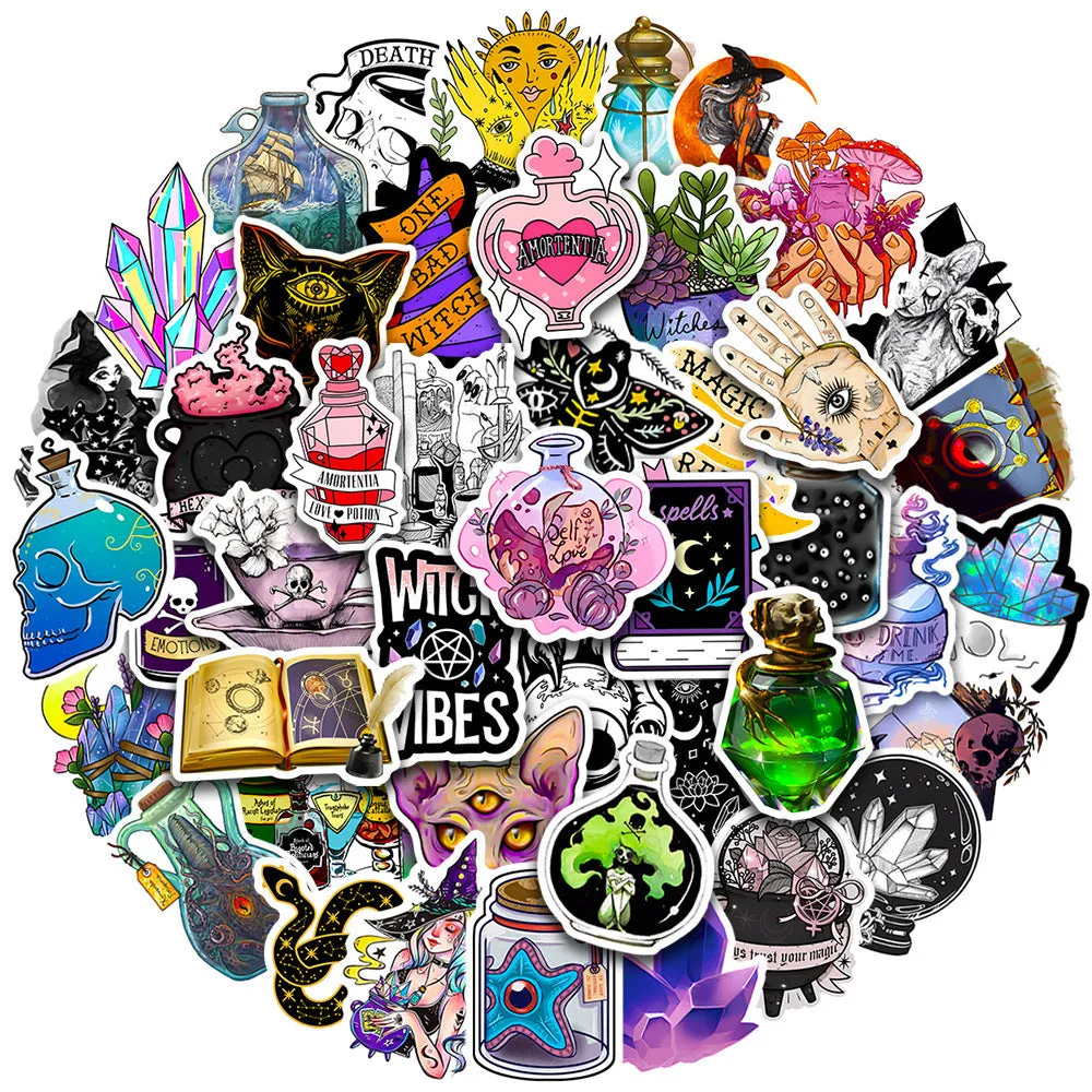 50-piece pack of waterproof PVC graffiti stickers for luggage and smooth surface application