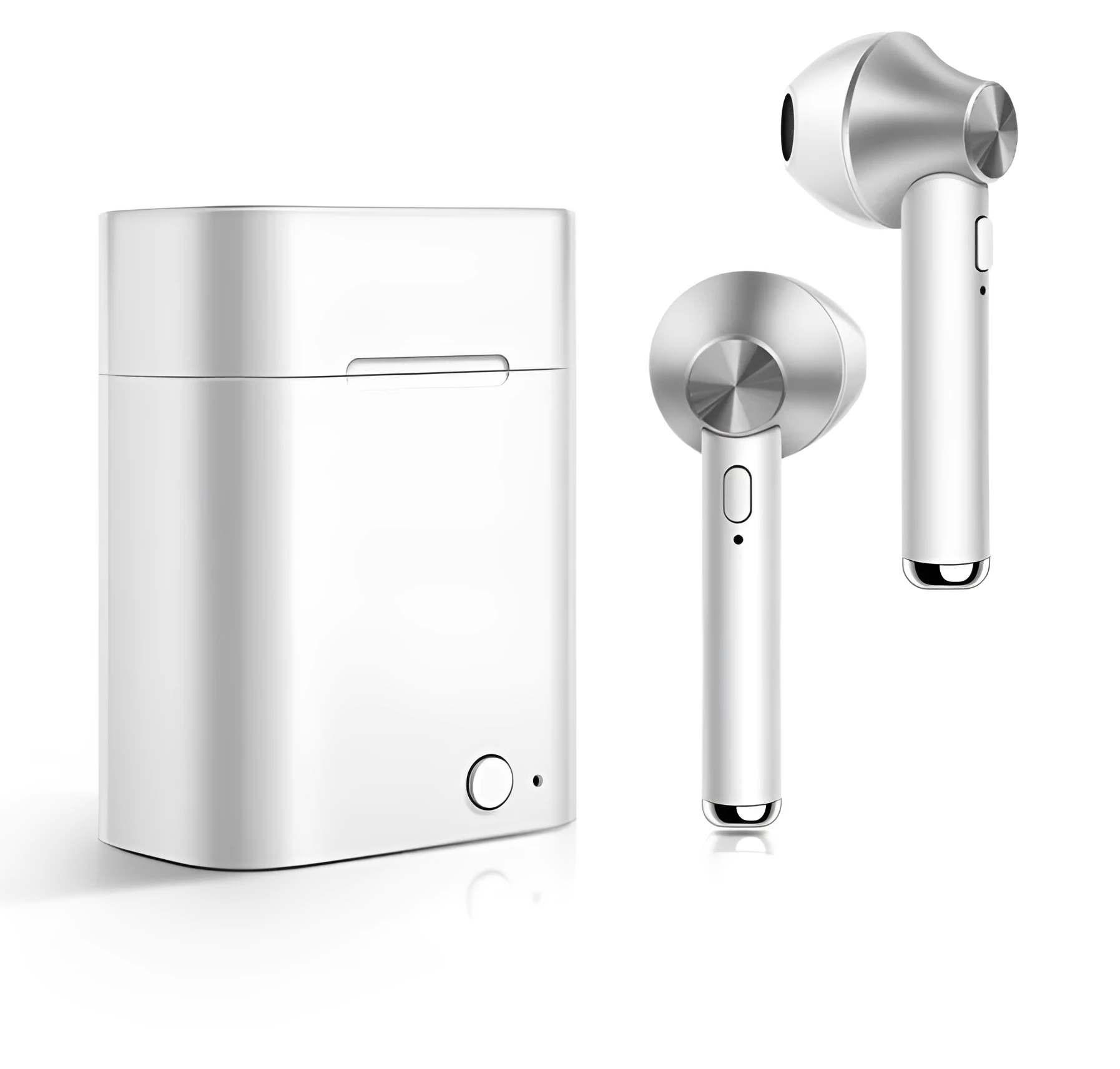 Wireless sports Bluetooth earbuds showing multiple colour options with 10-metre range