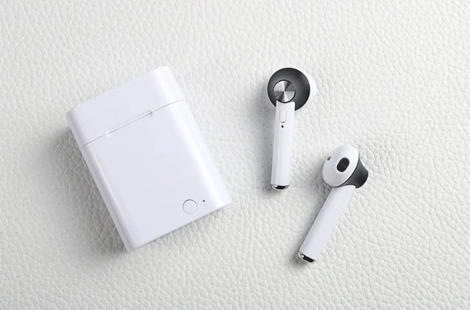 Wireless sports Bluetooth earbuds showing multiple colour options with 10-metre range