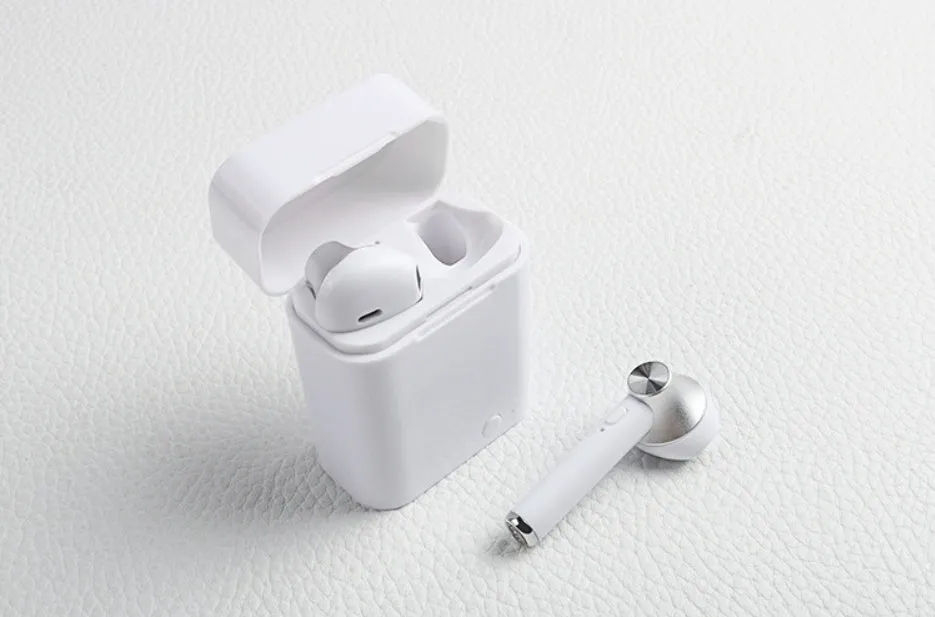 Wireless sports Bluetooth earbuds showing multiple colour options with 10-metre range