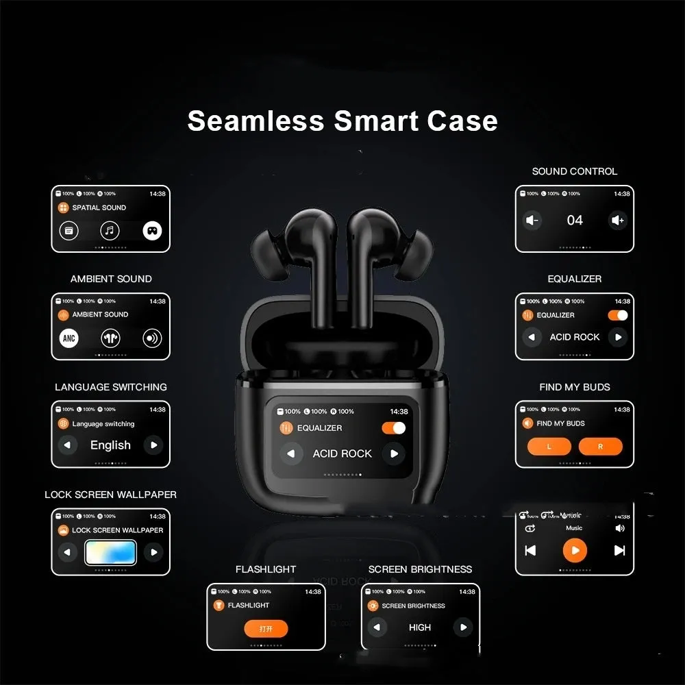 T68 PRO Wireless Bluetooth Headset in Black, Silver, or Champagne colour with a touch screen.