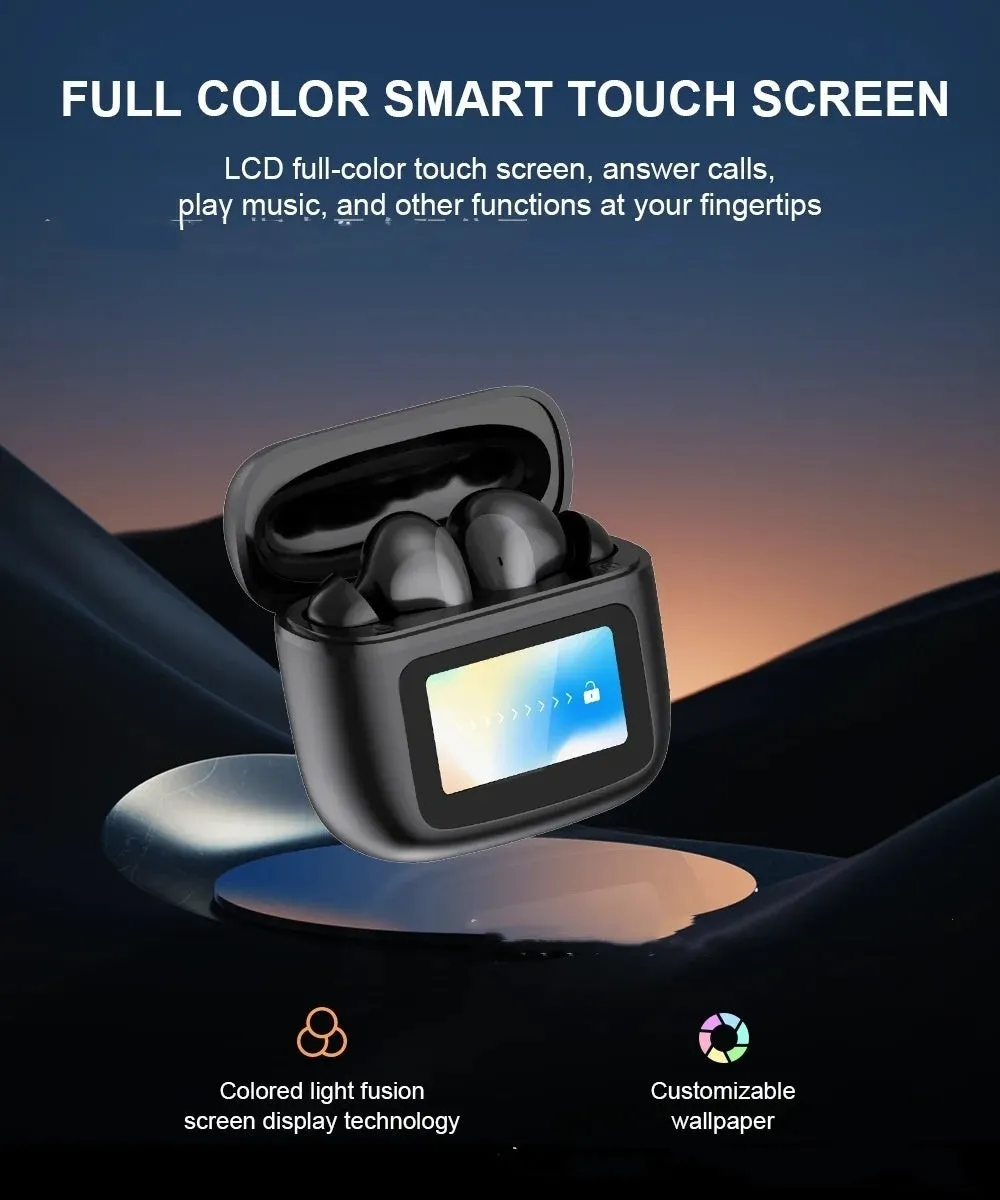 T68 PRO Wireless Bluetooth Headset in Black, Silver, or Champagne colour with a touch screen.