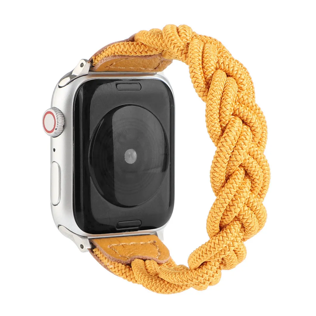 Braided single loop watch strap for Apple Watch, shown in army green colour.