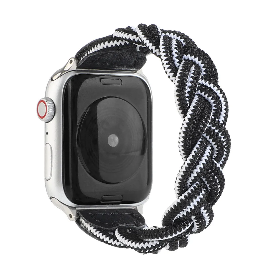 Braided single loop watch strap for Apple Watch, shown in army green colour.