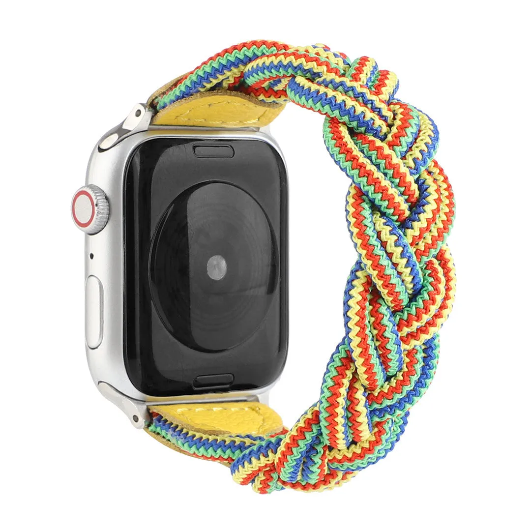 Braided single loop watch strap for Apple Watch, shown in army green colour.