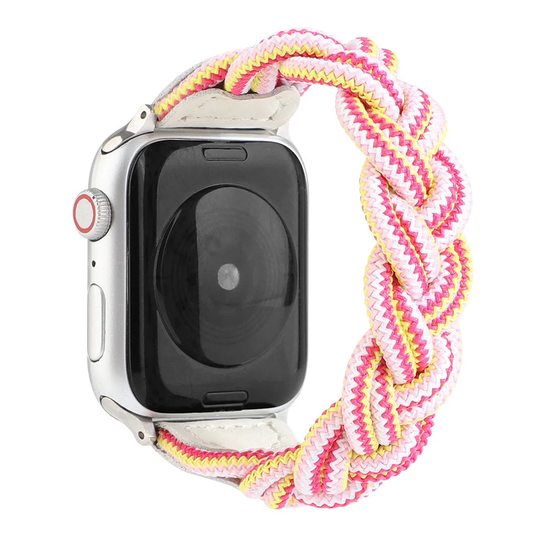 Braided single loop watch strap for Apple Watch, shown in army green colour.