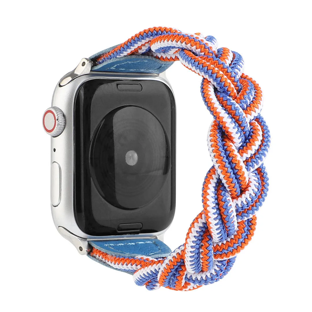 Braided single loop watch strap for Apple Watch, shown in army green colour.