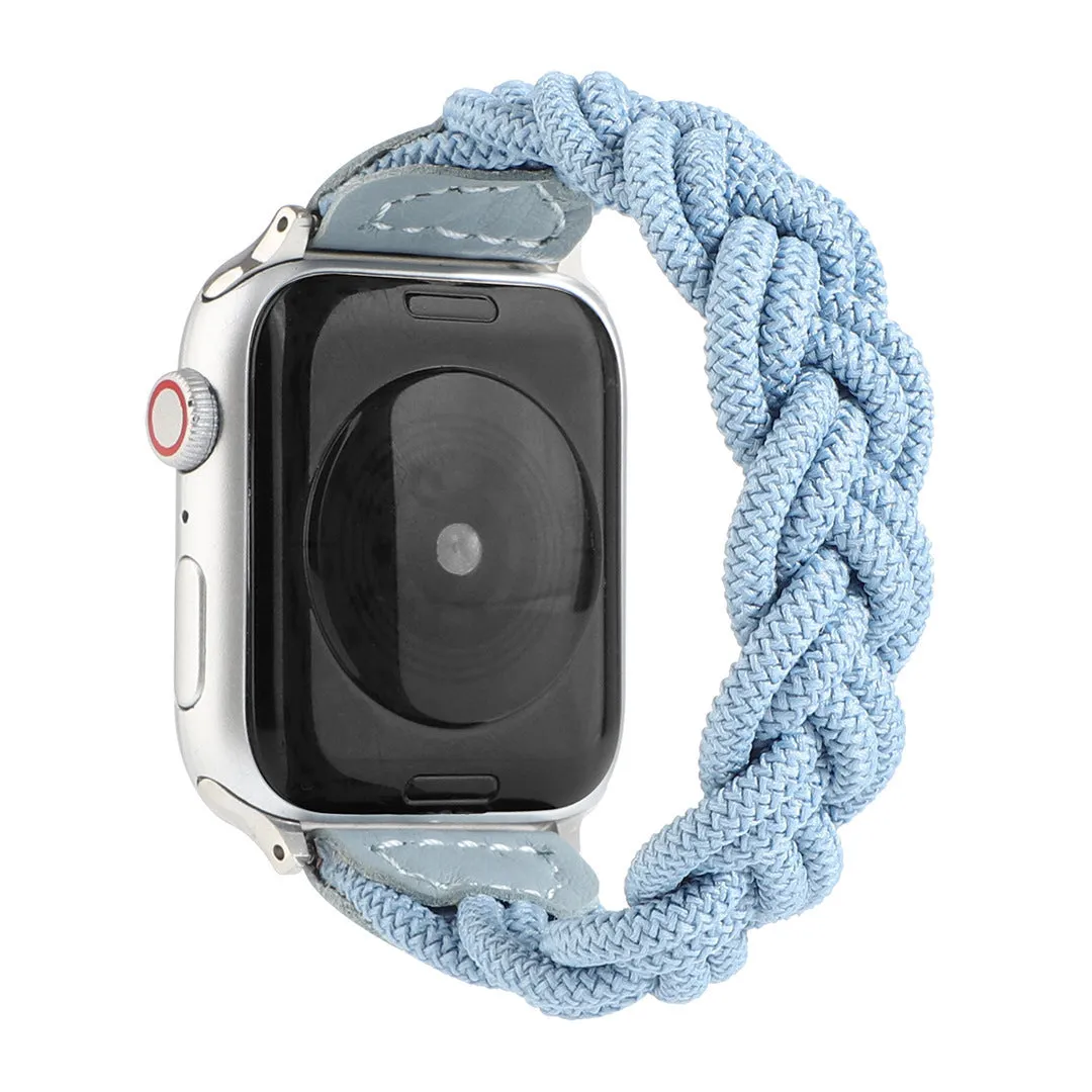 Braided single loop watch strap for Apple Watch, shown in army green colour.