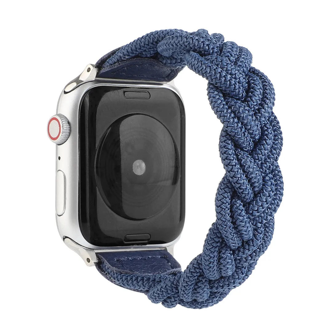 Braided single loop watch strap for Apple Watch, shown in army green colour.