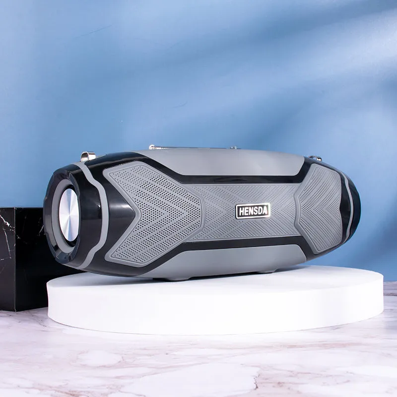 Small portable Bluetooth speaker in choice of five colours with buttons for control and a USB port.