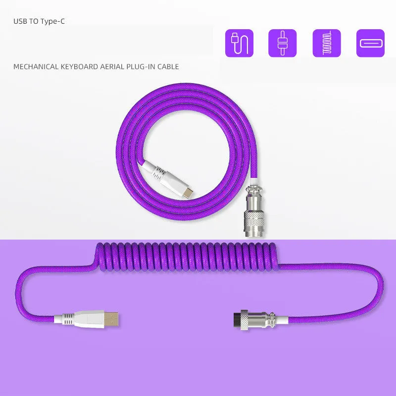 Type-C detachable mechanical keyboard navigation cable in multiple colours with USB connection