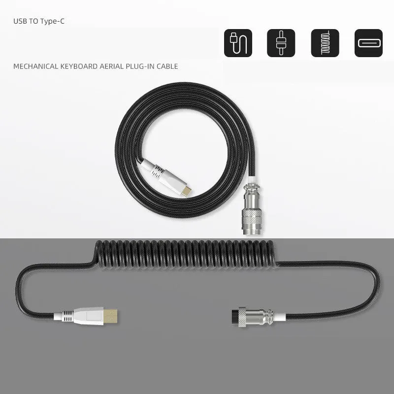 Type-C detachable mechanical keyboard navigation cable in multiple colours with USB connection