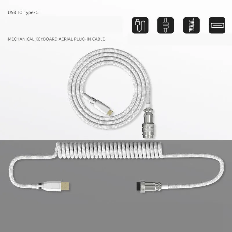 Type-C detachable mechanical keyboard navigation cable in multiple colours with USB connection
