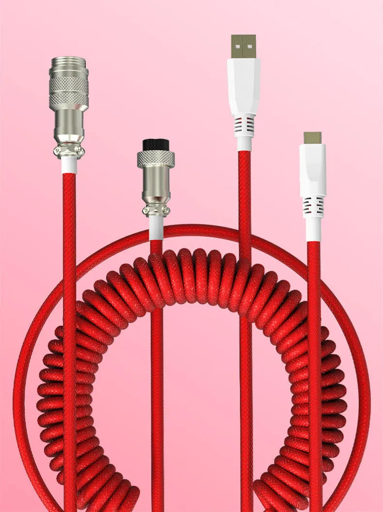 Type-C detachable mechanical keyboard navigation cable in multiple colours with USB connection