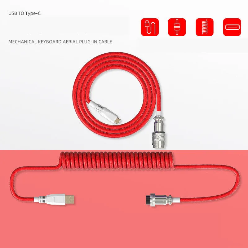 Type-C detachable mechanical keyboard navigation cable in multiple colours with USB connection