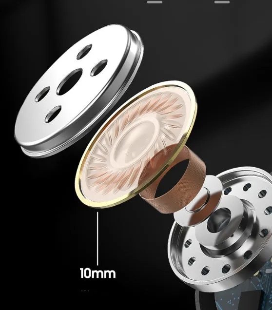 Black and white wireless Bluetooth in-ear headphones with compact charging case
