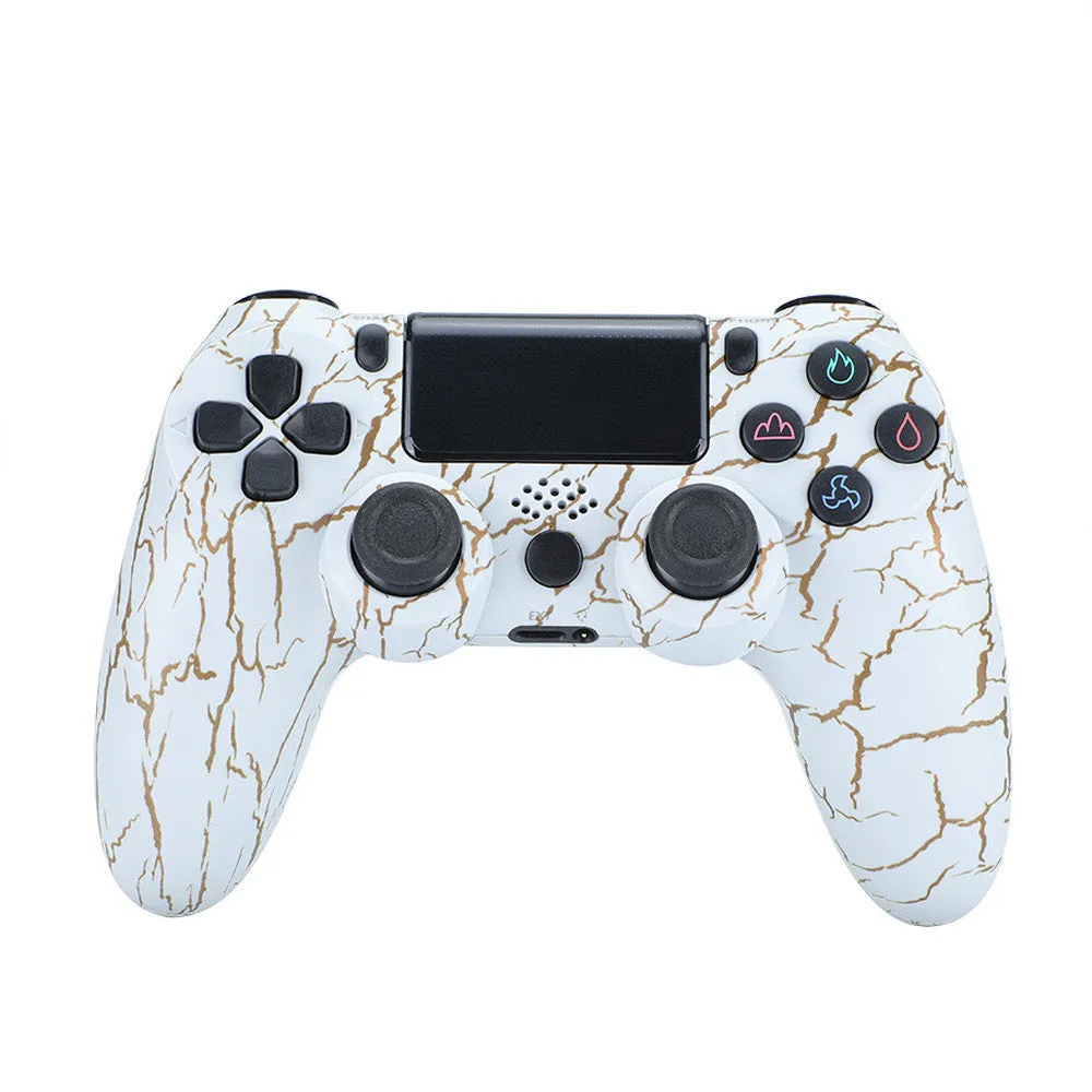 PS4 controller inside a protective grip case shown in a selection of different colours and patterns.