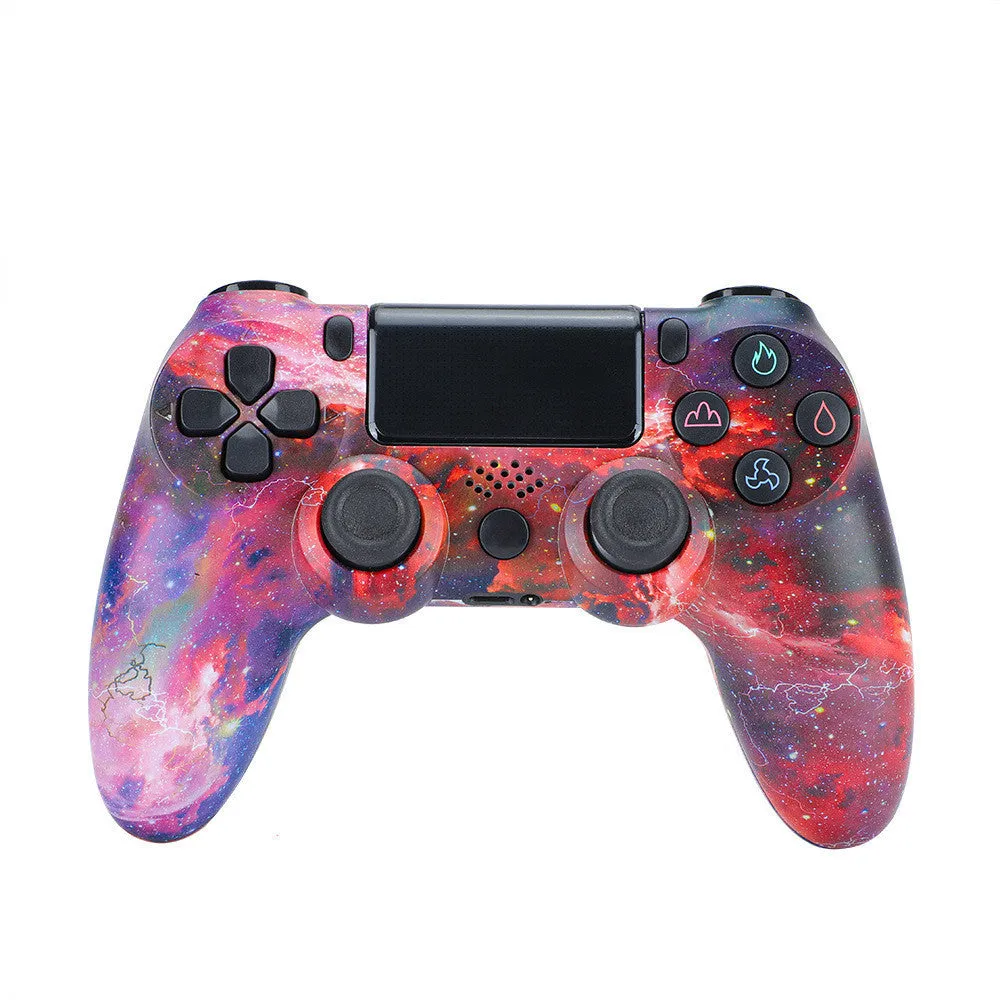 PS4 controller inside a protective grip case shown in a selection of different colours and patterns.
