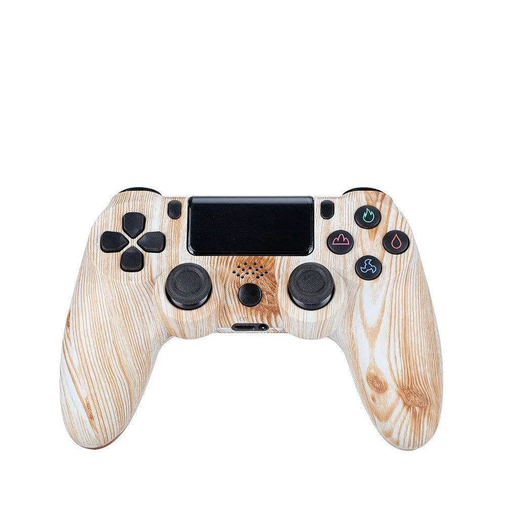 PS4 controller inside a protective grip case shown in a selection of different colours and patterns.