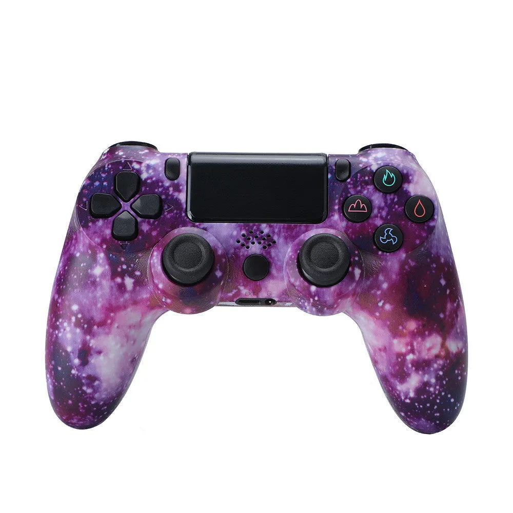 PS4 controller inside a protective grip case shown in a selection of different colours and patterns.