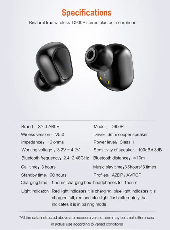 Black TWS sports headphones with separate wireless earpieces and compact charging case
