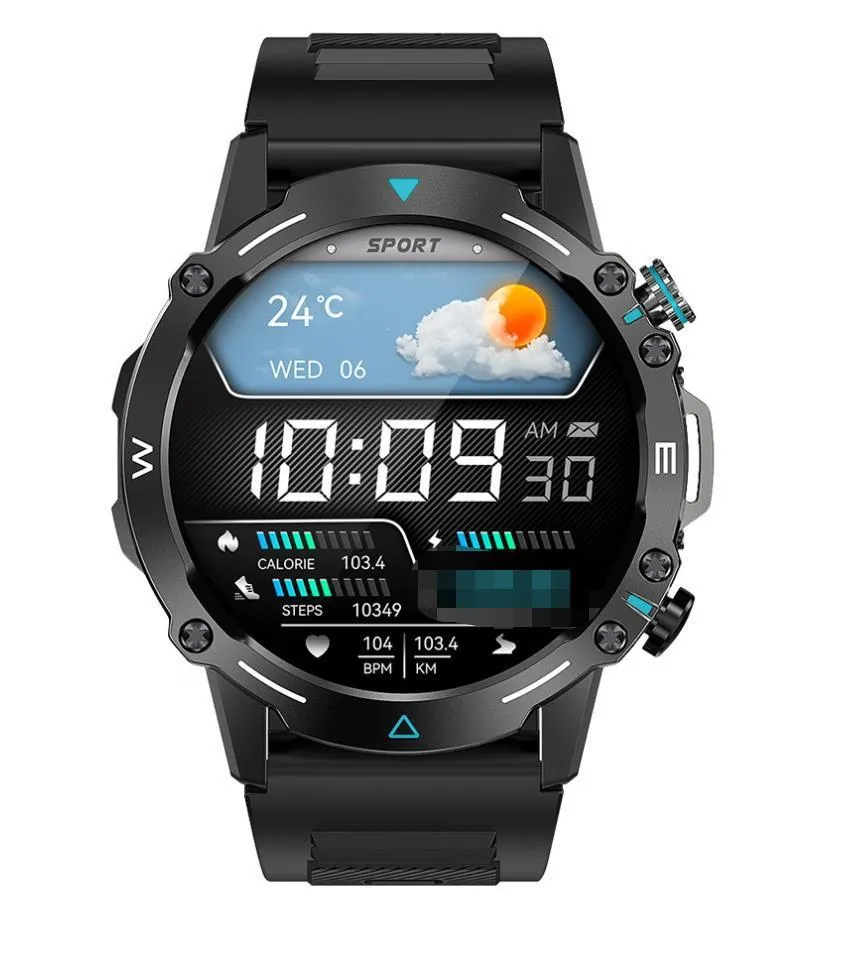 M42 smart watch in black, grey, or green with large AMOLED screen on wrist