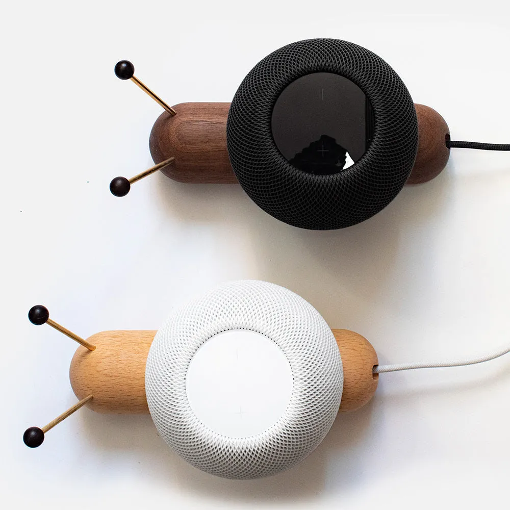Khaki brown non-slip desktop bracket holder for a Bluetooth speaker like the HomePod.