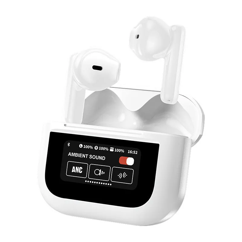 Full-colour touch screen Bluetooth headset with ear hook design and LCD display