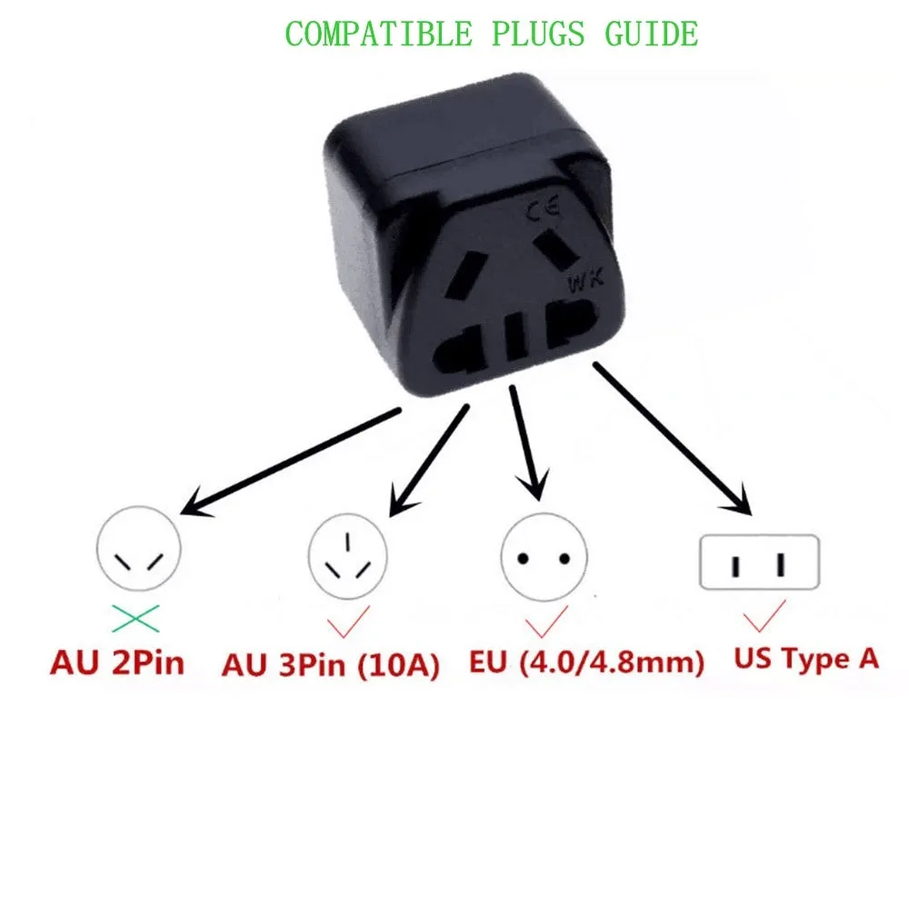Universal international plug adapter with five sockets in black colour option