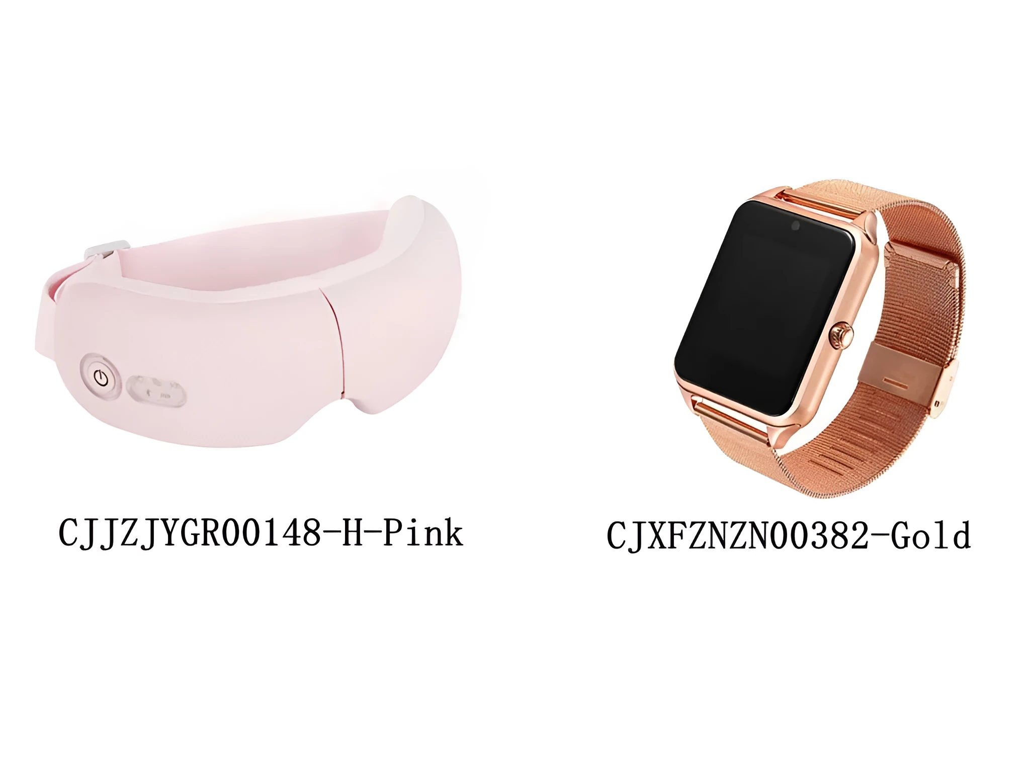 White smart watch and eye massager set with Bluetooth connection and adjustable heat functions