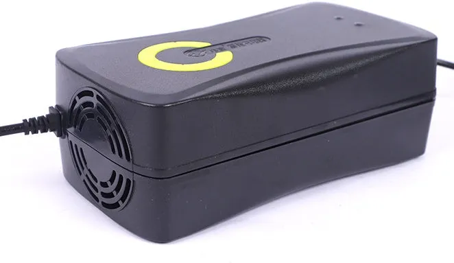 Black alloy 72V 20Ah electric car charger with automatic power-off and international plug options