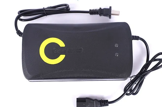 Black alloy 72V 20Ah electric car charger with automatic power-off and international plug options