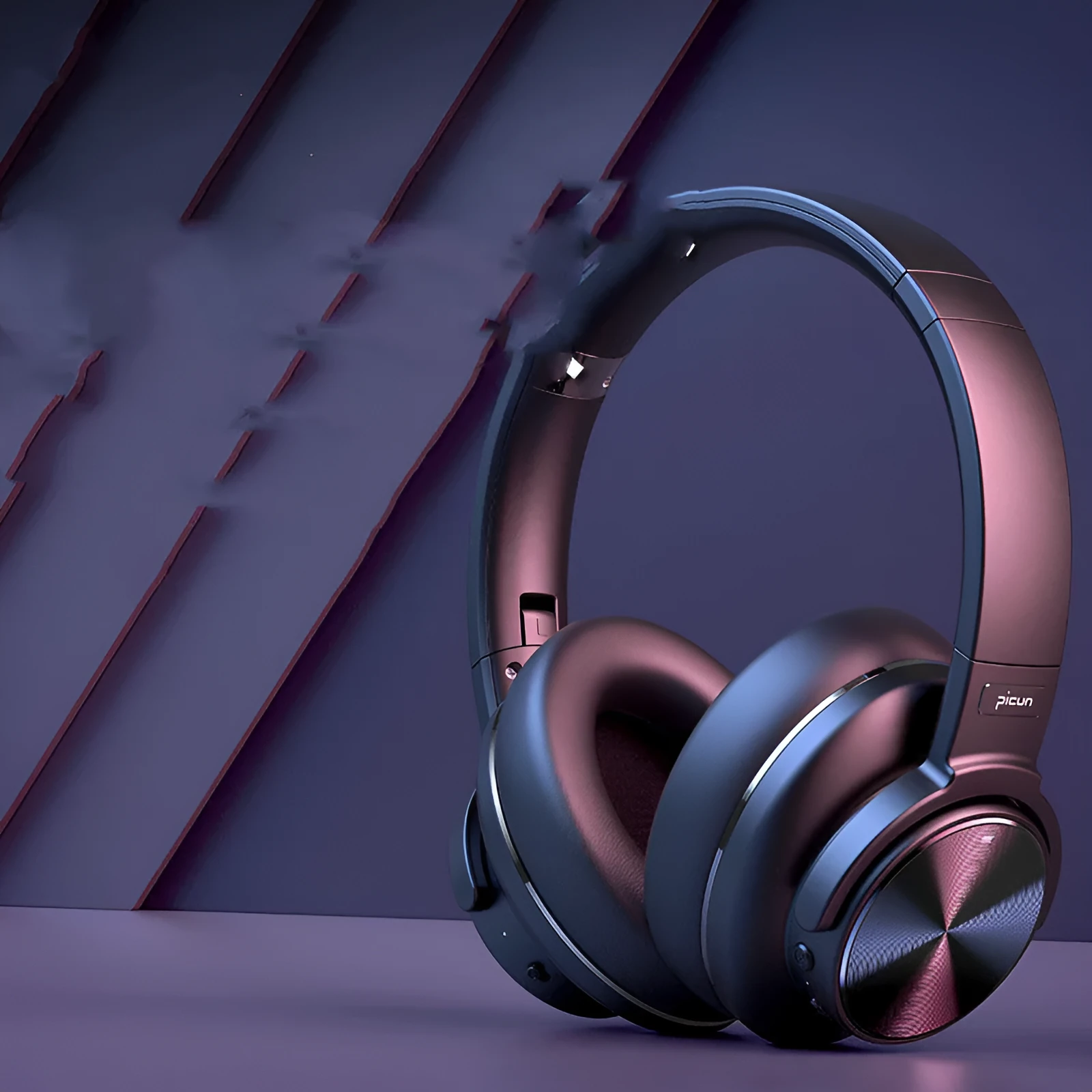 Cold black Bluetooth wireless over-ear headphones with active noise cancellation and built-in microphone
