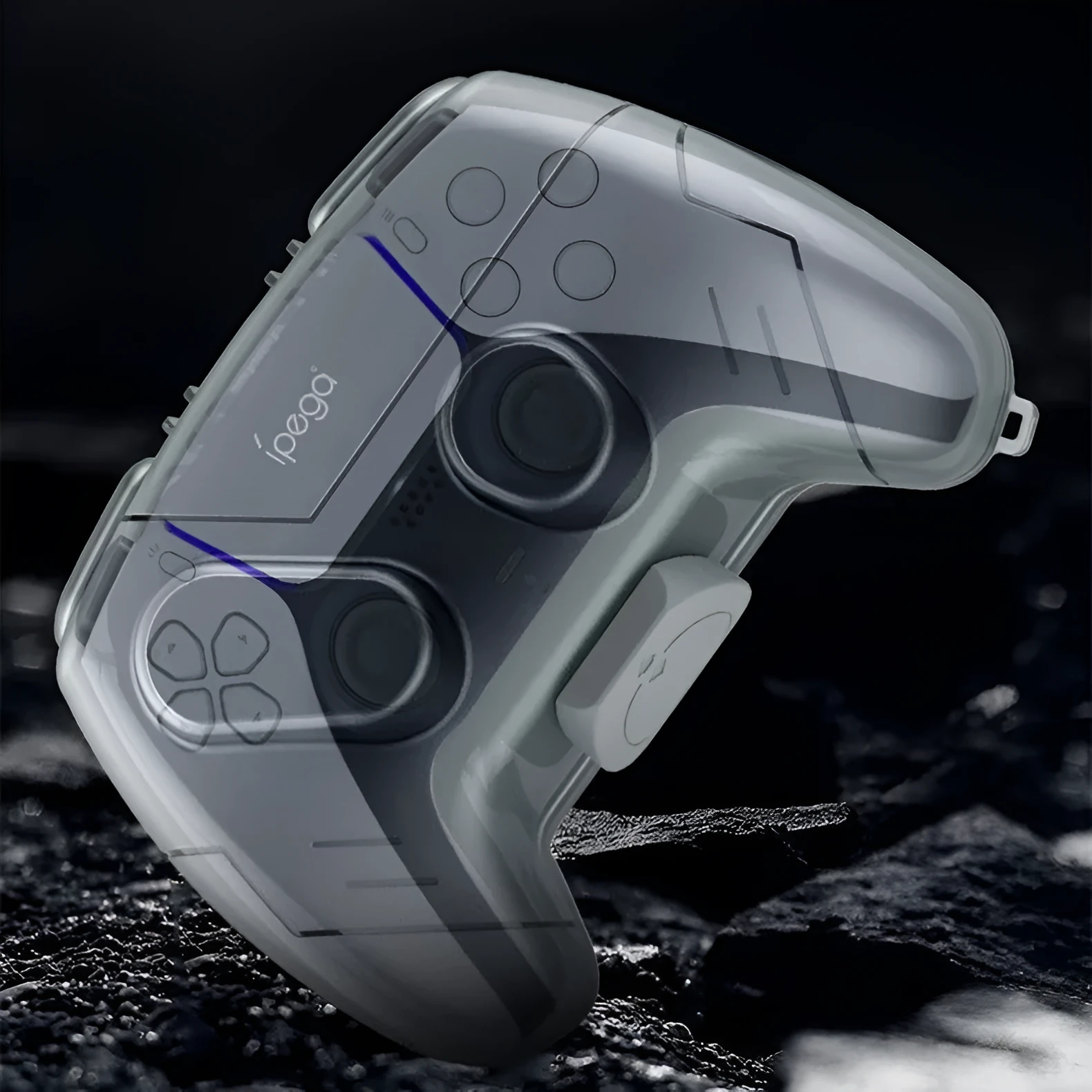 Transparent grey hard plastic game controller protective storage case