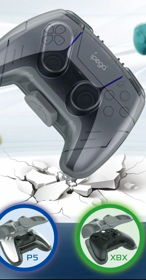Transparent grey hard plastic game controller protective storage case