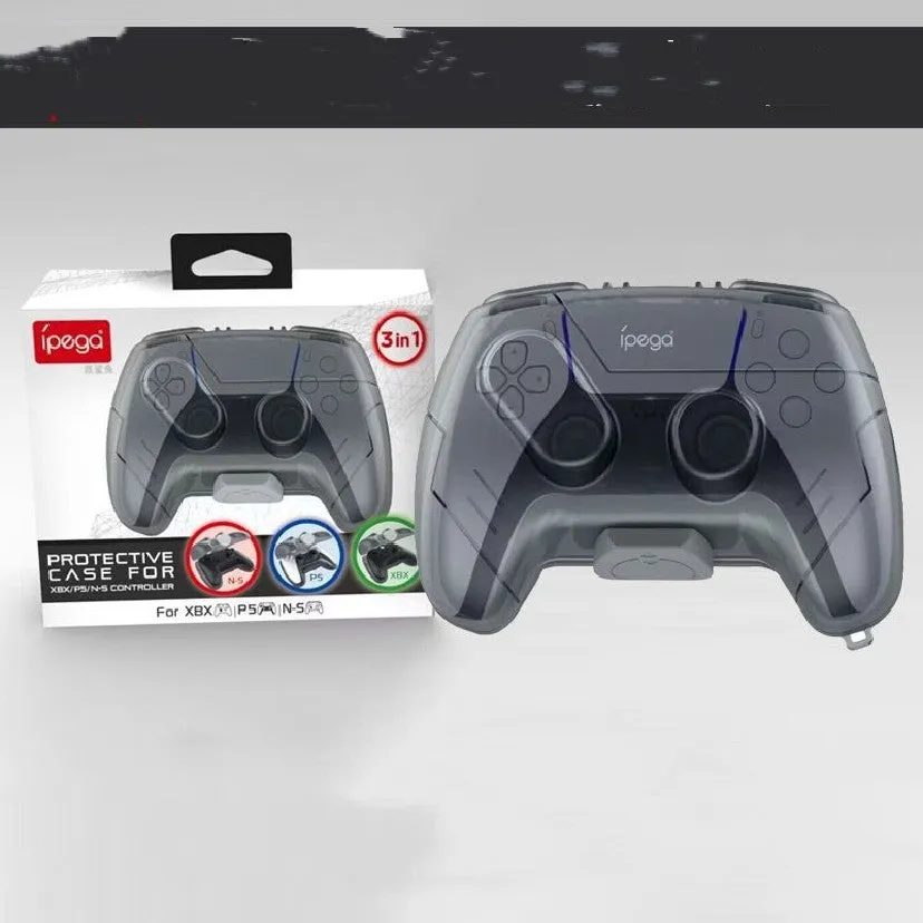 Transparent grey hard plastic game controller protective storage case