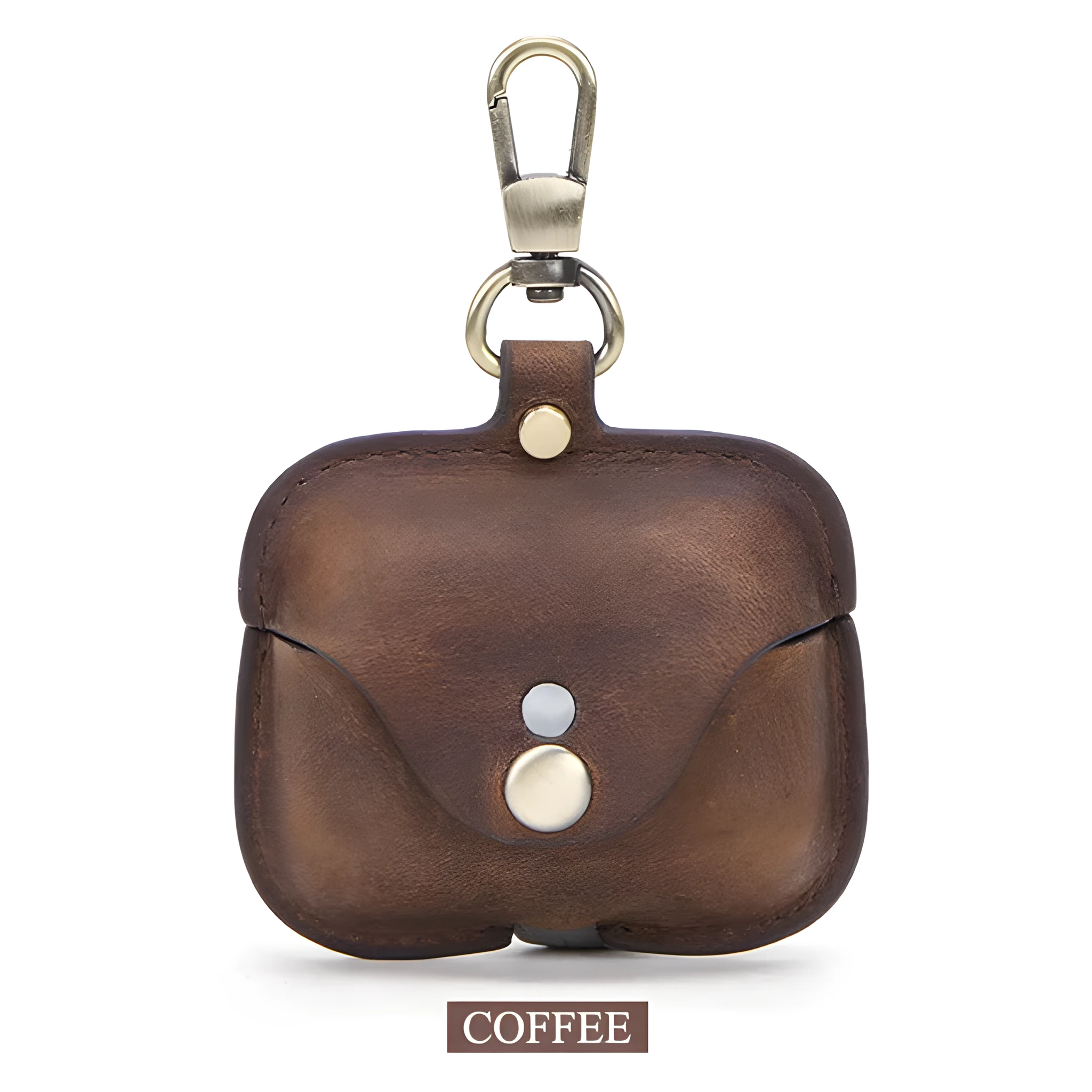 Brown leather AirPods Pro clamshell case with crazy horse pattern texture