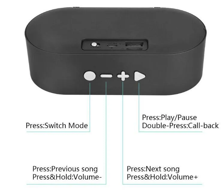 Portable Bluetooth wireless subwoofer speaker with HD microphone in grey, red, black or blue colours