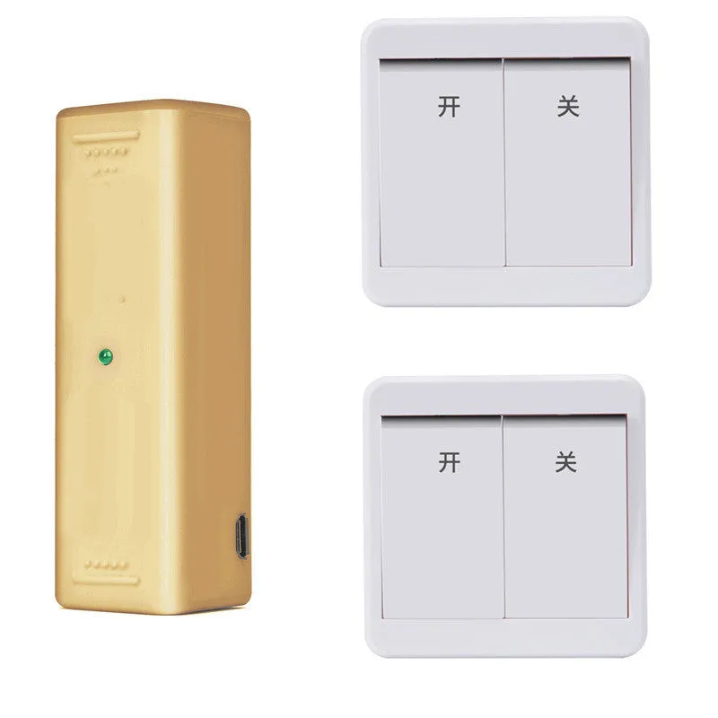 Gold and white wireless voice control light switch with remote control for installation without wiring